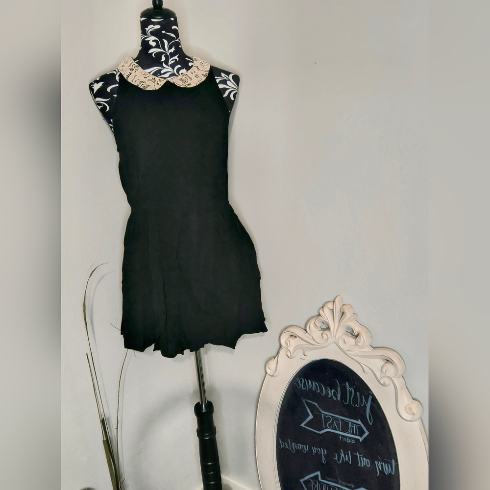 Mimi Chica Black Dress with White Lace Detail